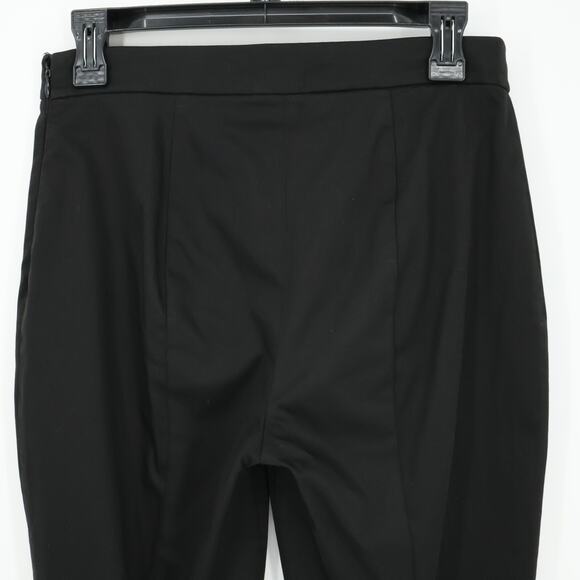 Theory Pants Womens 4 Black Sateen Stretch Cotton Zip Hem Straight Leg Ankle - Picture 8 of 13